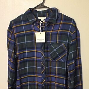 beachlunchlounge Men's Woven Rayon Plaid LS Button-Up Pockets M #216